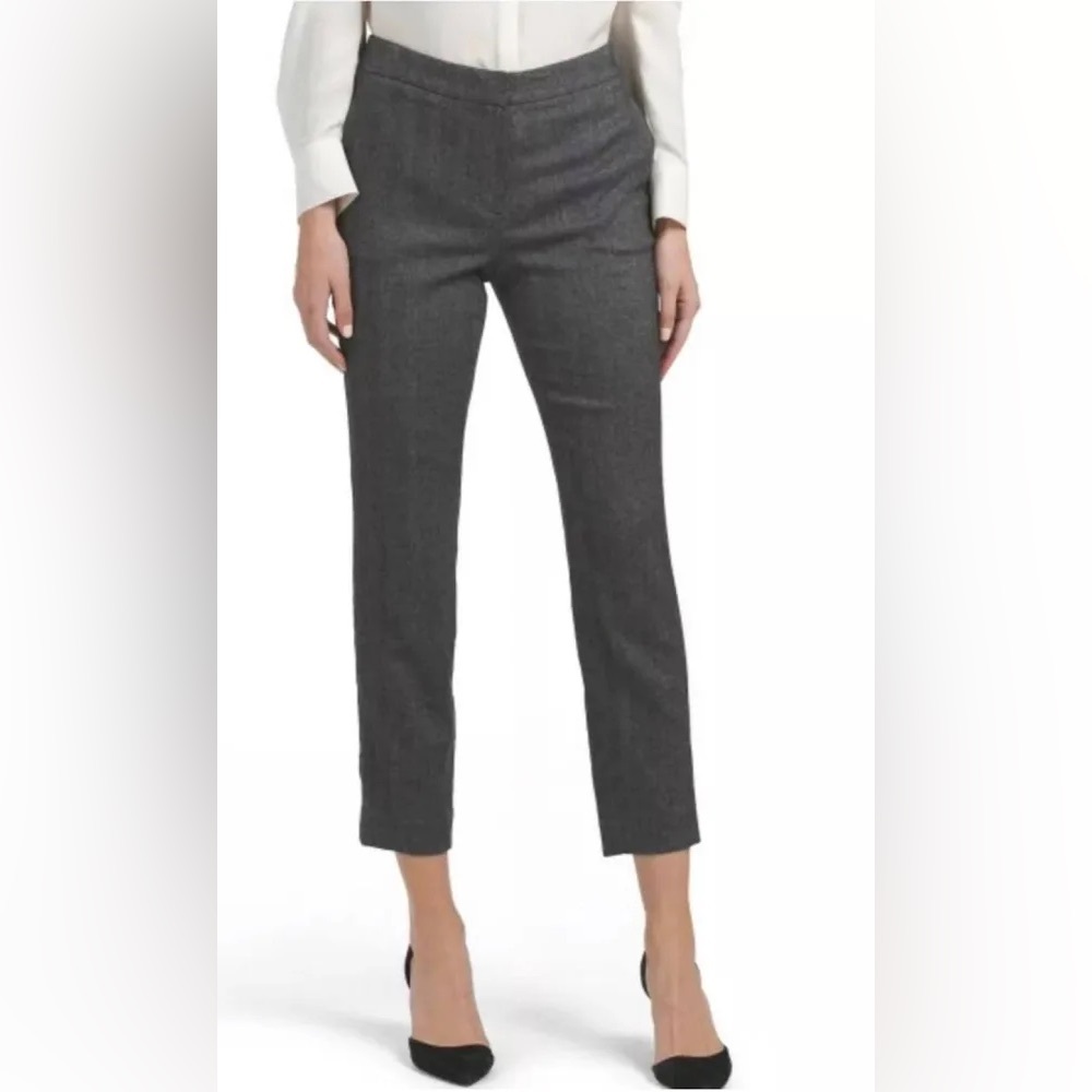 Theory Thaniel Autumn Flannel Pants Gray Herringbone Size 2